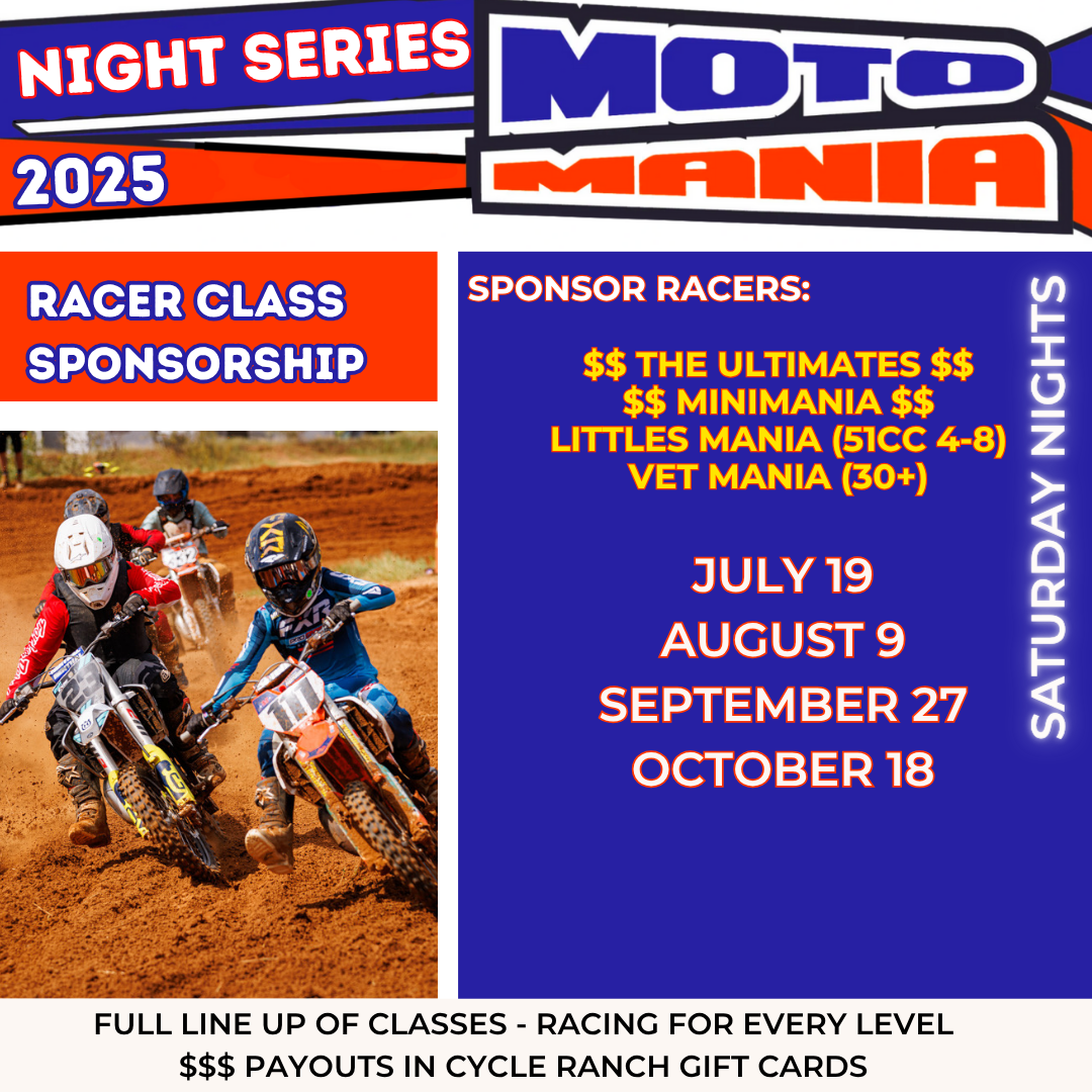 MOTOMANIA MOTOCROSS RACER CLASS CHAMPIONSHIP SPONSOR