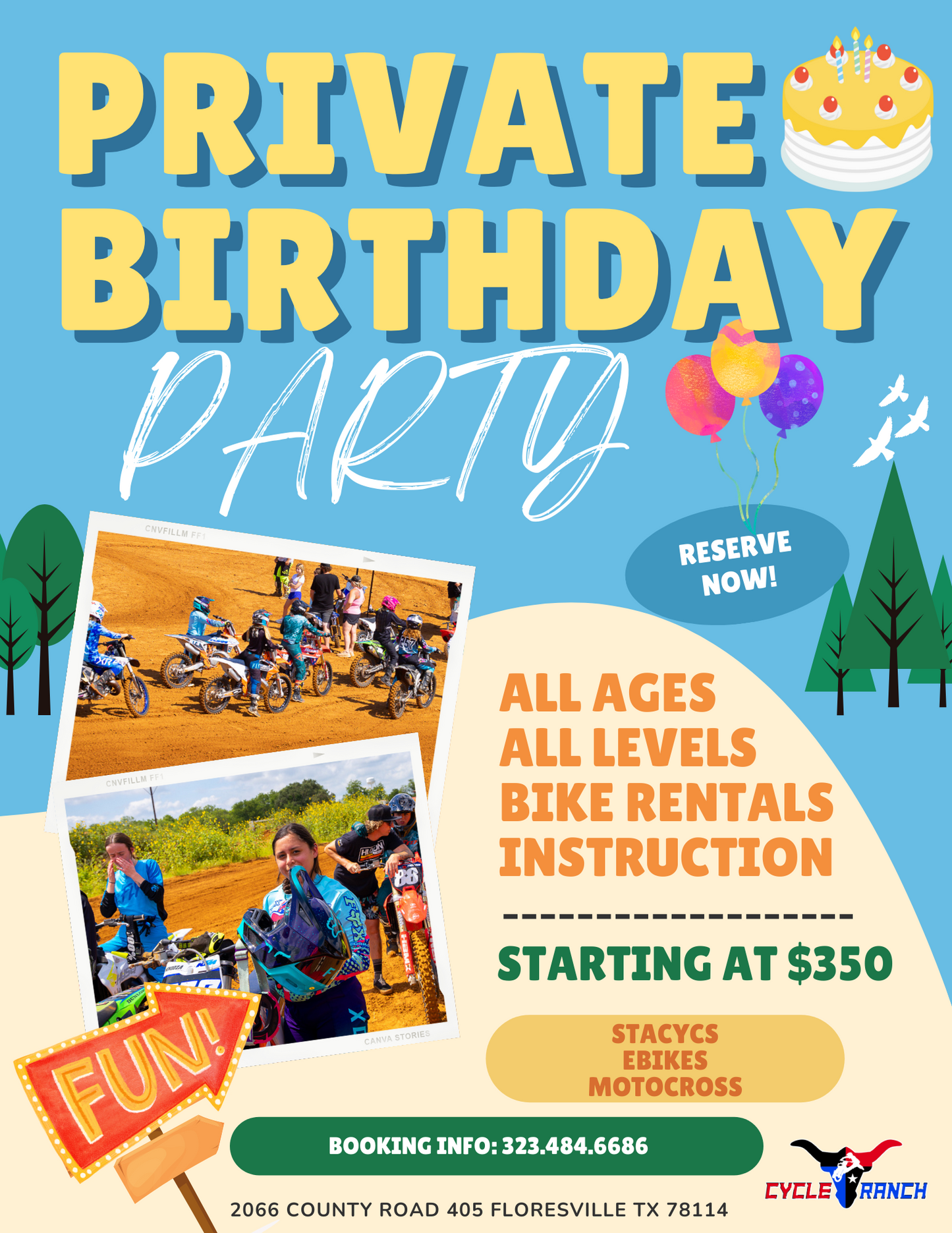 Cycle Ranch Birthday Party Packages
