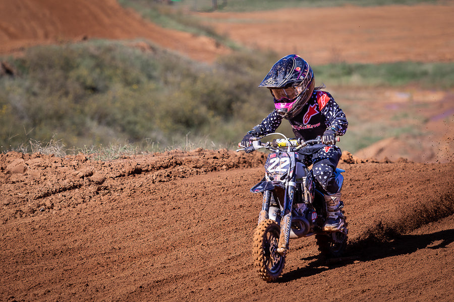 Rider learning on a dirt bike at Cycle Ranch
