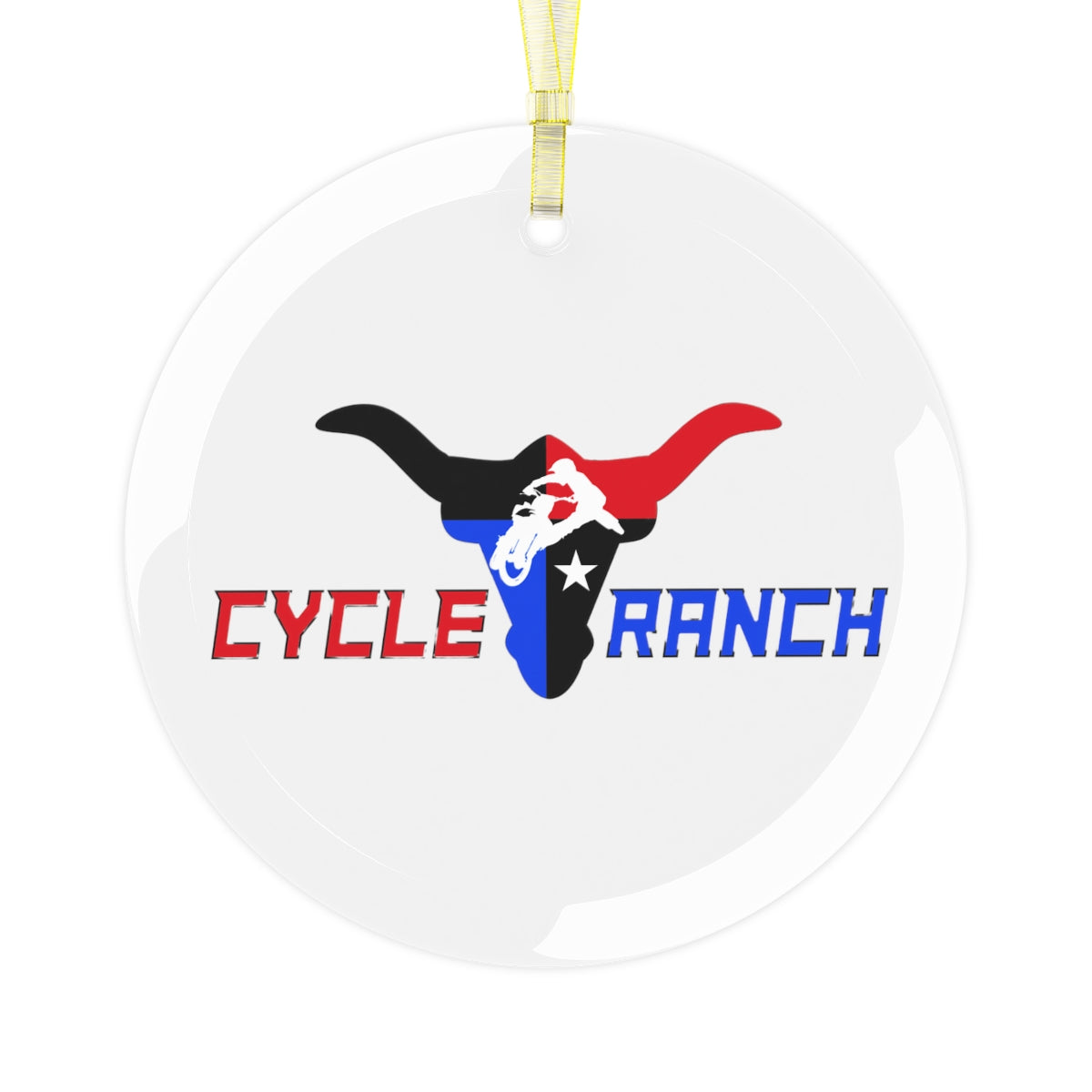Cycle Ranch Christmas Glass Ornament