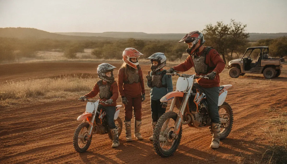 Family enjoying a motocross riding day together at Cycle Ranch in Texas