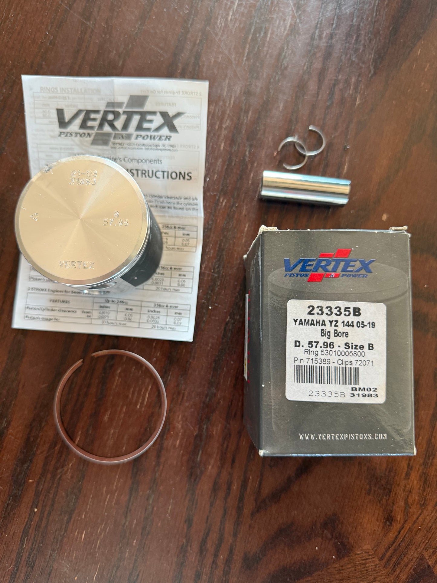YZ144 PISTON & RING SET | VERTEX