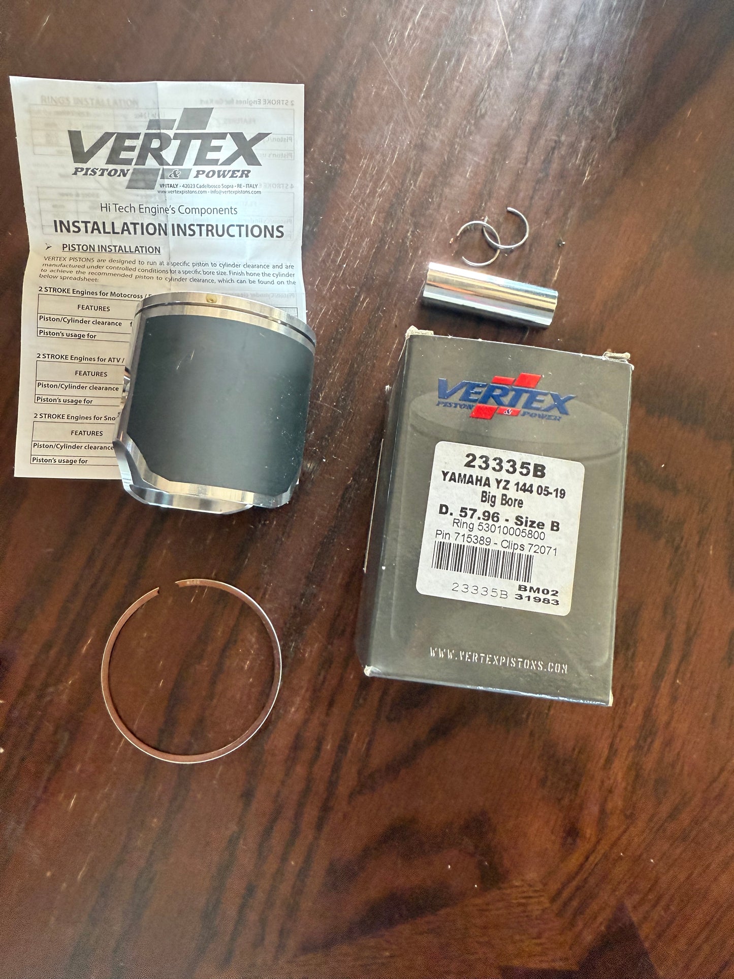 YZ144 PISTON & RING SET | VERTEX