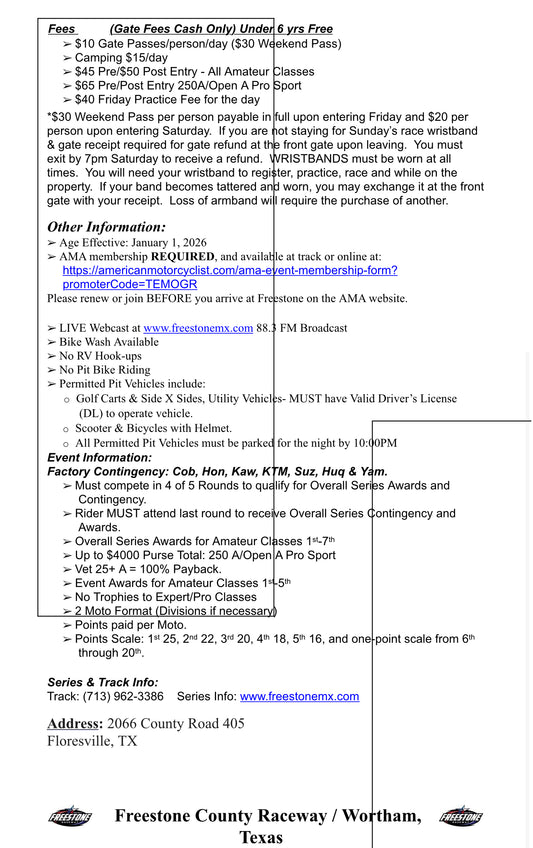 TEXAS WINTER SERIES - JANUARY 23RD-25TH 2026