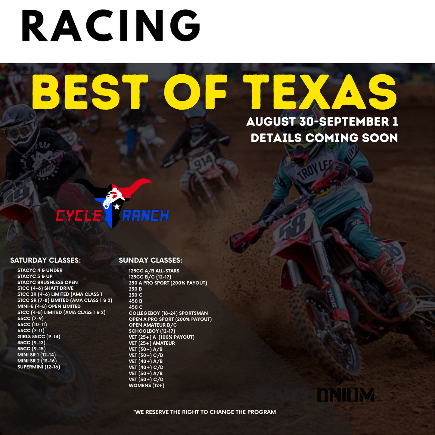 BEST OF TEXAS | RACE ENTRY | 8/30/2024-9/1/2024