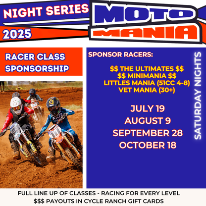MOTOMANIA | ADMISSION & TICKETS | SATURDAY NIGHT MX RACING 2025