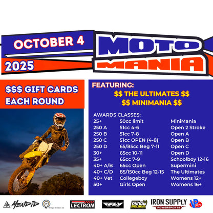 MOTOMANIA | ADMISSION & TICKETS | SATURDAY NIGHT MX RACING 2025