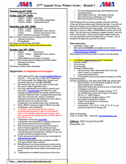 TEXAS WINTER SERIES - JANUARY 23RD-25TH 2026