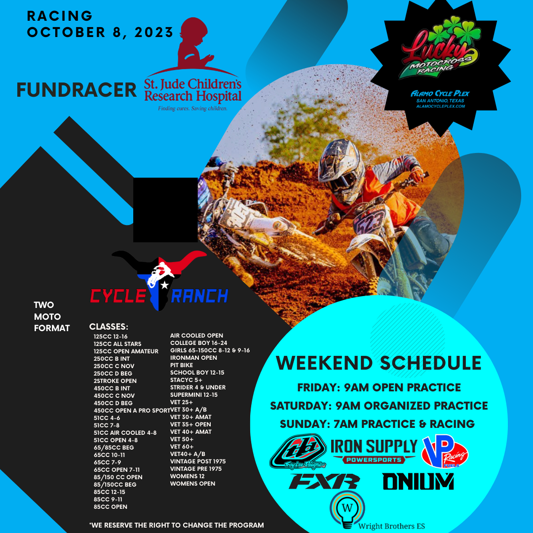 SAINT JUDES BENEFIT WITH LUCKY MOTOCROSS - 10/6TH-8TH