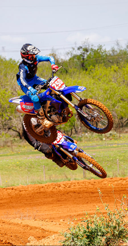 Rider jumping a dirt bike at Cycle Ranch