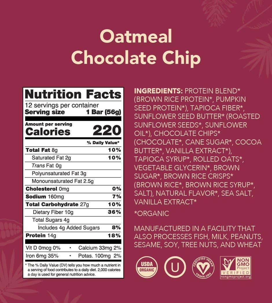 Oatmeal Chocolate Chip Protein Bar | ALOHA