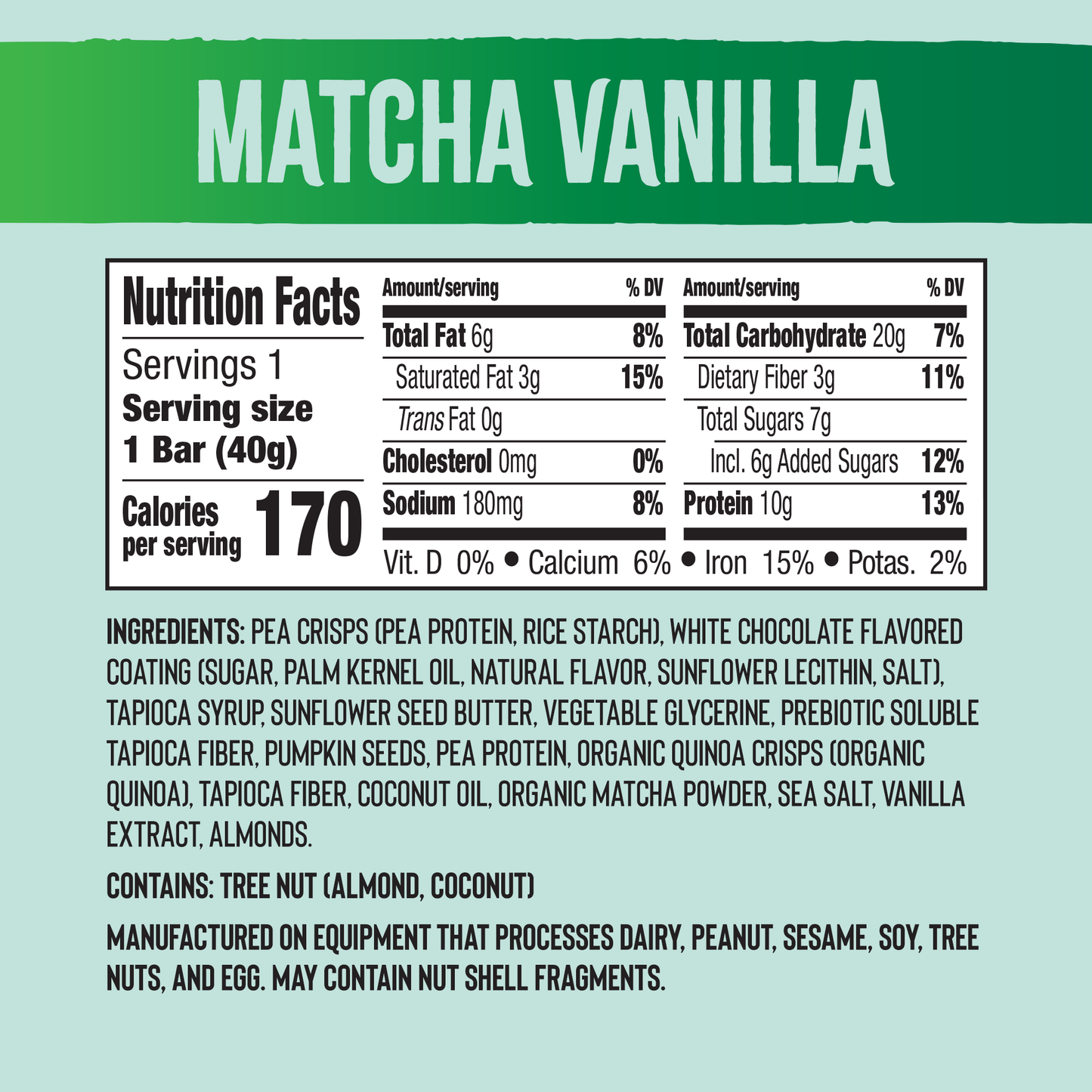 Mezcla Matcha Vanilla Protein Bar