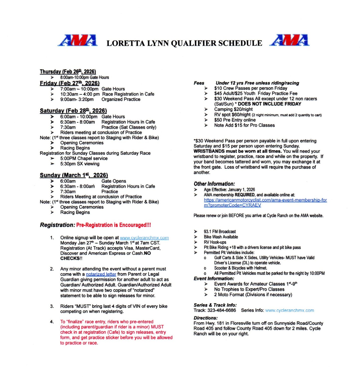 LORETTA LYNNS AREA QUALIFIER | FEBRUARY 27TH - MARCH 1ST 2026