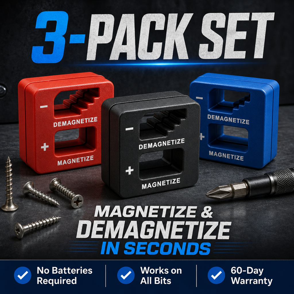 Demagnetizer and Magnetizer For Screwdrivers Tips, Bits, and Small Tools, Large or Big Screws, Drills, Drill Bits, Sockets, Nuts, Bolts, Nails and more.