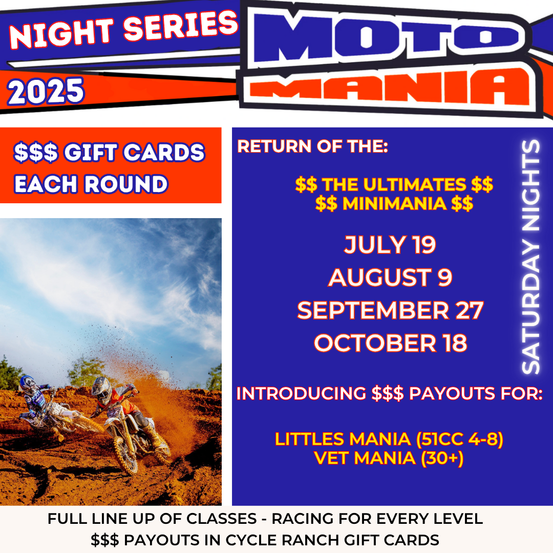 MOTOMANIA | ADMISSION & TICKETS | SATURDAY NIGHT MX RACING 2025