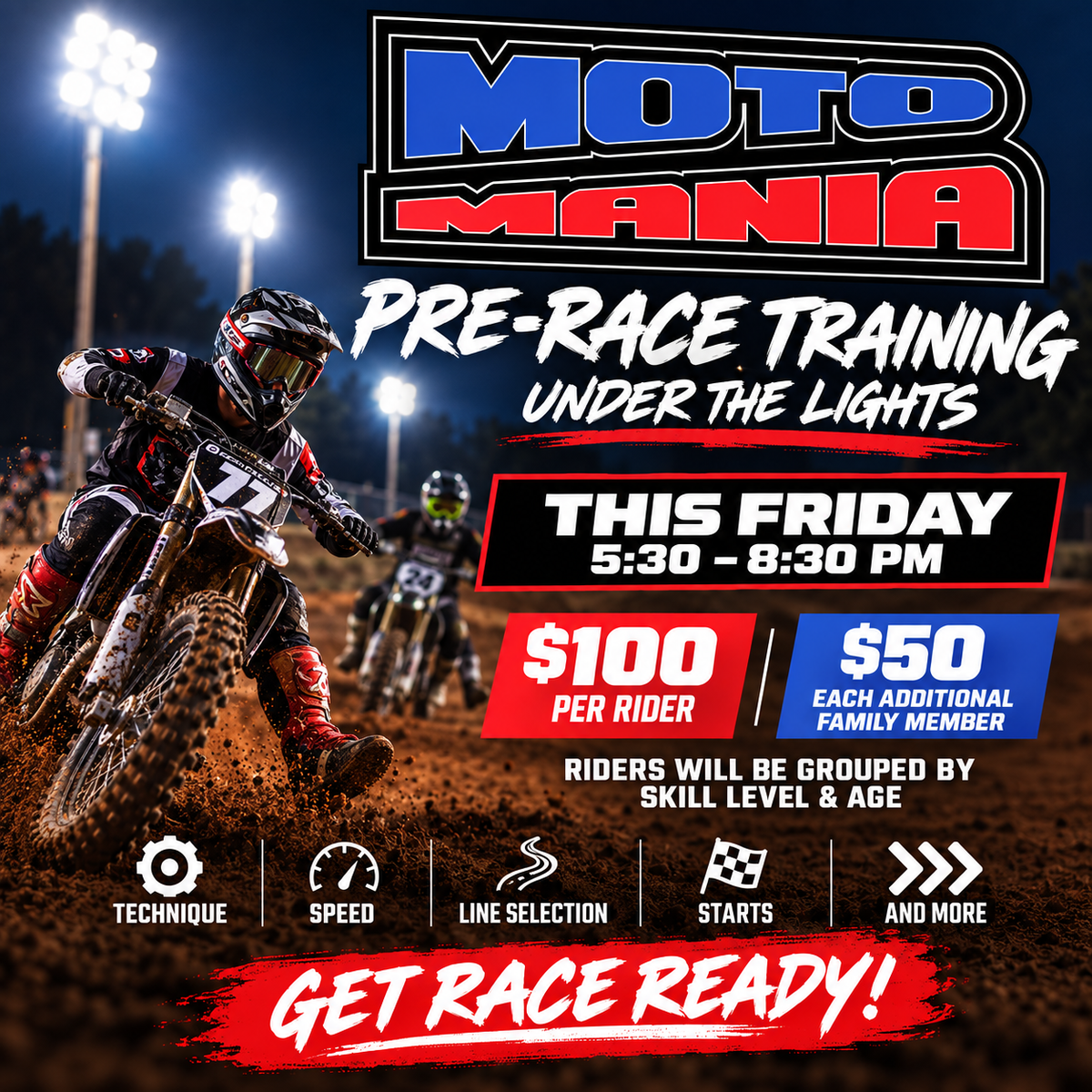 MotoMania Pre-Race Training Under the Lights | Friday 9/25