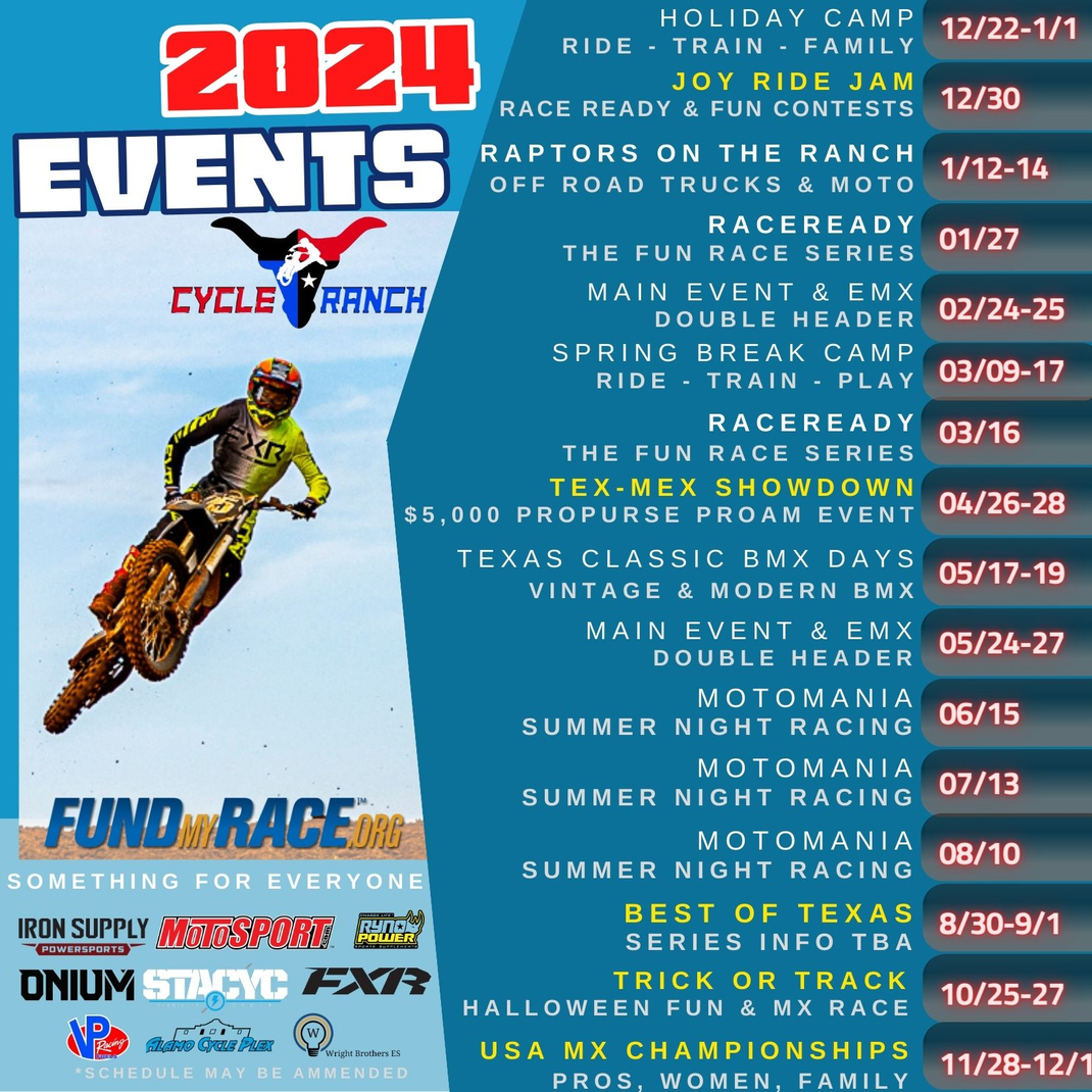 2024 RACING SCHEDULE Cycle Ranch