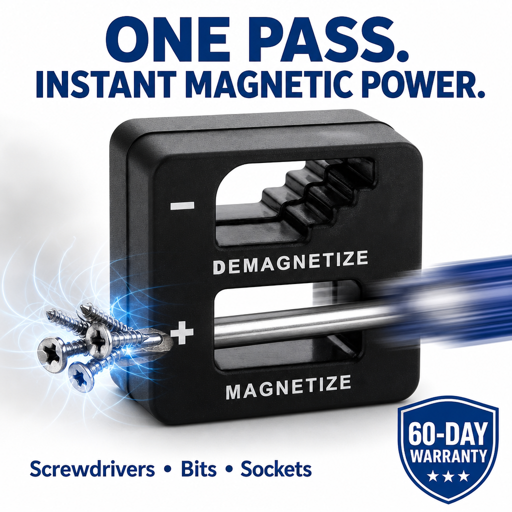 Demagnetizer and Magnetizer For Screwdrivers Tips, Bits, and Small Tools, Large or Big Screws, Drills, Drill Bits, Sockets, Nuts, Bolts, Nails and more.
